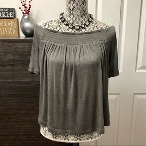 Moral Fiber Gray Off Shoulder Top